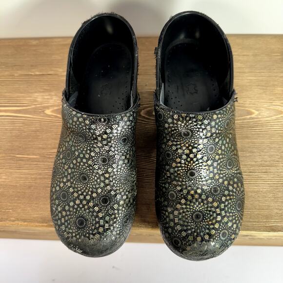 Dansko XP Floral Clogs Staples Sz 38 Metallic Professional Nurse Comfort Shoes - Picture 3 of 10